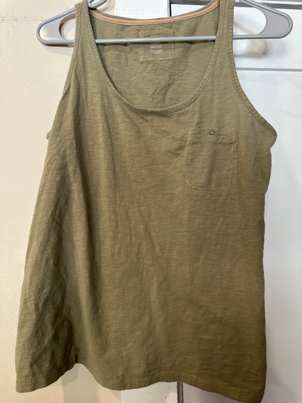 Women's Olive Tank Top with Pocket -